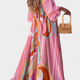 Joelle Vestido Maxi Arcoíris Manga Murciélago Privado