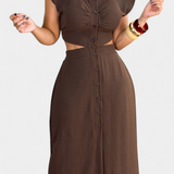 Griselda Vestido Midi Minimalista Cintura Abierta Exclusiva