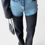 Mila Jeans Patchwork Denim Tiro Alto Corte Recto Exclusivo