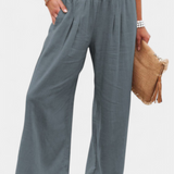 Livia Pantalón Fluido Algodón Lino Natural Exclusiva