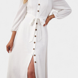 Leonor Vestido Hombros Descubiertos Botones Frontal Lazo