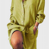 Marlene Vestido Camisa De Lino Longline Colección Exclusiva