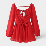 Skylar Vestido Mini Con Escote V Mangas Vaporosas Colección