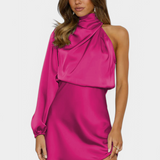 Mara Vestido Mini Drapado Un Hombro Colección Luxe Edición