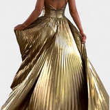 Aikaterini Vestido Maxi Metálico Cuello Cruzado Edición