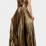 Aikaterini Vestido Maxi Metálico Cuello Cruzado Edición