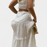 Ilys Conjunto Top Elegante Con Encaje Falda Larga Exclusiva