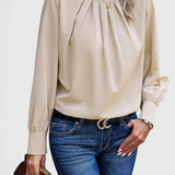 Dottie Top Manga Larga Cuello Encaje Premium Edición