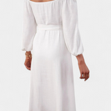 Leonor Vestido Hombros Descubiertos Botones Frontal Lazo