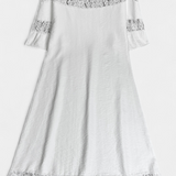 Karol Vestido Lino Con Encaje Cuello Barco Colección