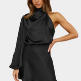 Mara Vestido Mini Drapado Un Hombro Colección Luxe Edición