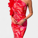 Maëlle Vestido Midi Un Hombro Tela Premium Exclusivo