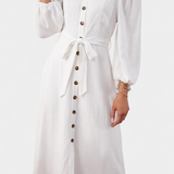 Leonor Vestido Hombros Descubiertos Botones Frontal Lazo