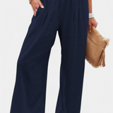 Livia Pantalón Fluido Algodón Lino Natural Exclusiva