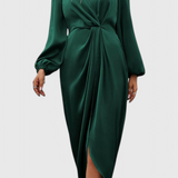 Giada Vestido Largo Seda Privada Escote V Abertura Lateral