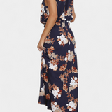 Lisa Vestido Maxi Floral Halter Cintura Elástica Exclusiva