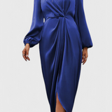 Giada Vestido Largo Seda Privada Escote V Abertura Lateral