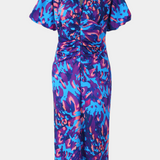 Wibia Vestido Estampado Seda Fruncido Mangas Volumen Vip