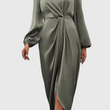 Giada Vestido Largo Seda Privada Escote V Abertura Lateral