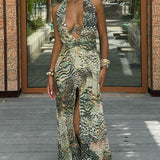 Zephyra Vestido Maxi Halter de Encaje Colección Exclusiva