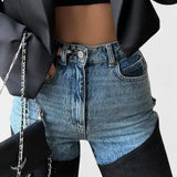 Mila Jeans Patchwork Denim Tiro Alto Corte Recto Exclusivo