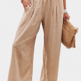 Livia Pantalón Fluido Algodón Lino Natural Exclusiva