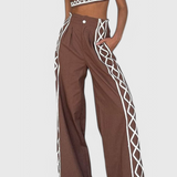 Mirella Conjunto Crop Y Pantalones Anchos Zigzag Exclusiva