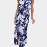 Lisa Vestido Maxi Floral Halter Cintura Elástica Exclusiva