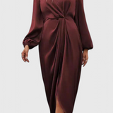 Giada Vestido Largo Seda Privada Escote V Abertura Lateral