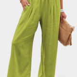 Livia Pantalón Fluido Algodón Lino Natural Exclusiva
