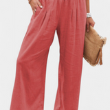 Livia Pantalón Fluido Algodón Lino Natural Exclusiva
