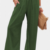 Livia Pantalón Fluido Algodón Lino Natural Exclusiva