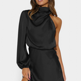 Mara Vestido Mini Drapado Un Hombro Colección Luxe Edición