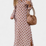 Brisa Vestido Largo Geométrico Exclusivo Con Escote En V