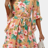 Besa Vestido Mini Floral Impreso Silueta Fluida Exclusivo