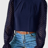 Helga Blusa Manga Larga Náutica Tejido Premium Exclusiva