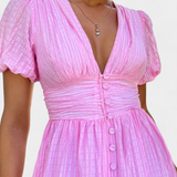 Mélia Vestido Maxi Seda Selecto Escote V Mangas Abullonadas