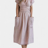 Cressida Vestido Algodón Escote V Cintura Ajustable Edición