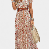 Anfisa Vestido Boho Verano Con Cinturón Escote V Exclusivo