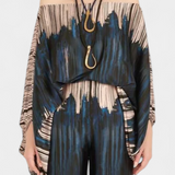 Sybella Conjunto Exclusivo Hombros Descubiertos Estampado