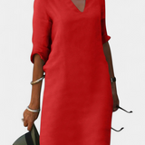 Elowen Vestido Exclusivo Escote V Manga Tejido Ligero