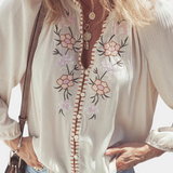 Blusa Tierra Rayón Bordados Florales Étnicos Exclusiva