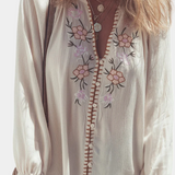 Blusa Tierra Rayón Bordados Florales Étnicos Exclusiva
