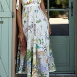 Case Vestido Largo Exclusivo Cordones Estampado Flores
