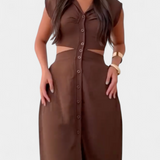 Griselda Vestido Midi Minimalista Cintura Abierta Exclusiva