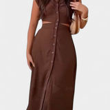 Griselda Vestido Midi Minimalista Cintura Abierta Exclusiva