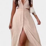 Griselda Vestido Midi Minimalista Cintura Abierta Exclusiva
