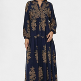 Yaiza Vestido Maxi Exclusivo Camisero Estampado Vintage