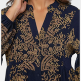 Yaiza Vestido Maxi Exclusivo Camisero Estampado Vintage