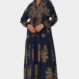 Yaiza Vestido Maxi Exclusivo Camisero Estampado Vintage